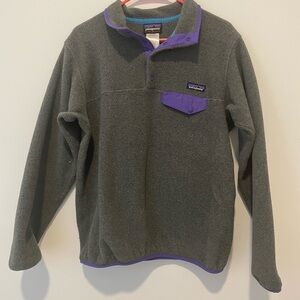 Patagonia Synchilla Gray and Purple Fleece Pullover Sz. M